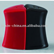 Black and red color ceramic salt and pepper JX-22BR